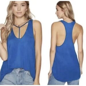 🍀 3/$30 Free People We The Free Amelia raw hem burnout boho racerback Tank Top S